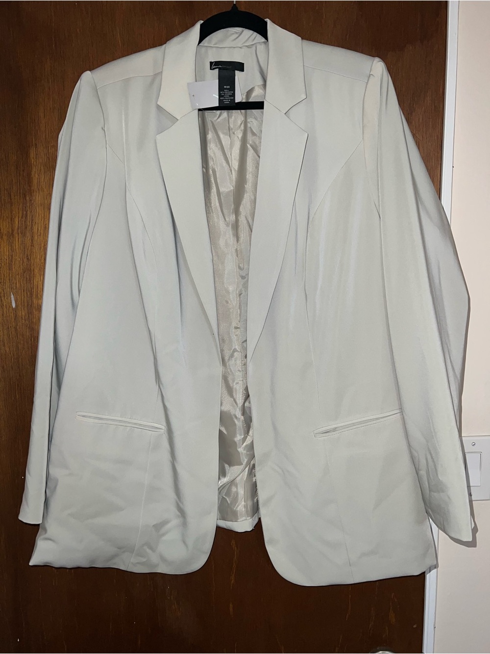 Lane Bryant Cream Open-Front Blazer Jacket